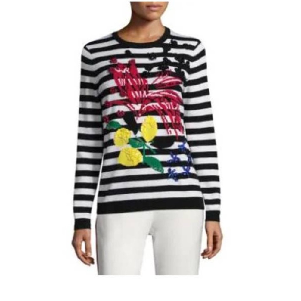 Escada Fantasy Striped Wool Knit Pullover In Fantasy Sweater